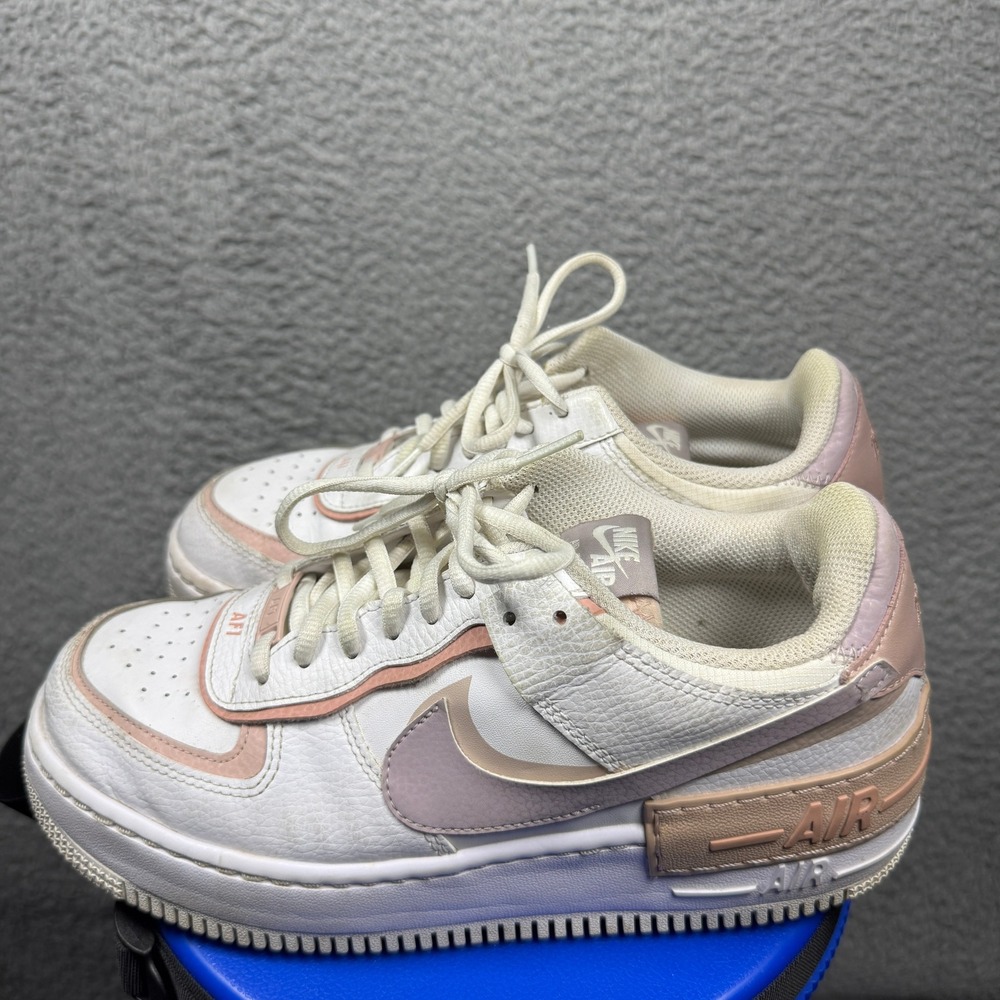 Nike Air Force 1 Shadow Womens 9 White Soft Pink Atmosphere CI0919-113 Sneaker